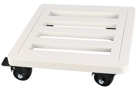 Rollbarer Pflanzkorb mit Rädern, 45 cm, Blumentopfwagen für den Innen- und Außenbereich, Garten-Pflanzwagen für einfache Bewegung von Topfpflanzen, Weiß