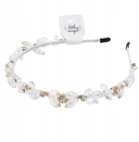 Luxuriöser Haarreif für Damen & Mädchen mit Kristallen & Perlen – Glitzer Haarreifen für Hochzeit, Party, Kommunion, Abschlussball – Haarschmuck Stirnreif elegant festlich (Weiß, Universal)