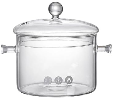 KIXZSAZ Glass Simmer Pot for Stove Made of Food-Grade Glass for Milk and Sauce Simmer Pot for Stove Potpourri Saucepan, Double Beads 1500ml
