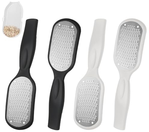 VEGCOO 4 lime per piedi per la rimozione dei calli, scrubber per piedi in metallo duro con cattura pelle morta, raschietto per talloni per pelle dura, strumento per scrub piedi bagnati e asciutti