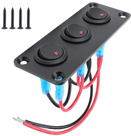 VIVIWI Panneau d'interrupteurs à bascule LED rouge multifonction adapté pour les intérieurs de voitures, bateaux, véhicules avec contrôle marche/arrêt 20 A 12 V