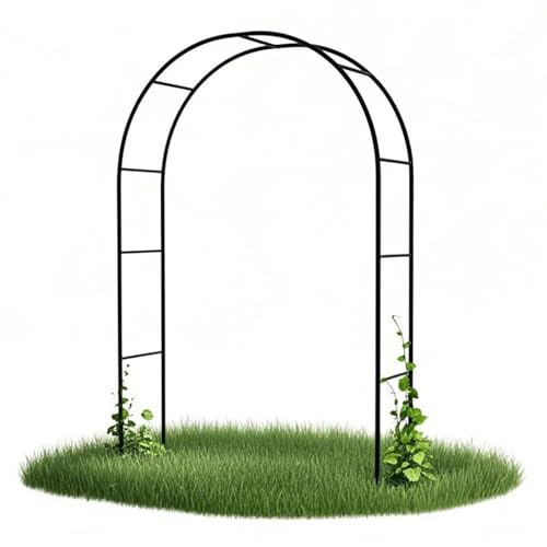 Arche de jardin robuste en métal noir de 300 cm de haut, treillis pour plantes grimpantes, roses et vignes, large pergola pour décoration de mariage et d'événement, décoration extérieure