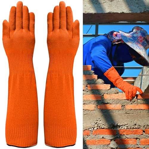 VLYX Schutzhandschuhe, lange Gartenhandschuhe, dornenfest, Schnittschutz Level A2 mit langen Ärmeln, für Gartenarbeit, Küchenarbeiten, leichte Aufgaben, für Damen und Herren, 45 cm - Orange