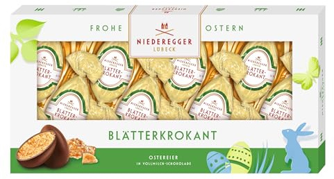 Niederegger | Pralinen Eier | Blätterkrokant | 1x 100g | Blätterkrokant-Eier umhüllt von Vollmilch-Schokolade | Ostereier | Ostergeschenk