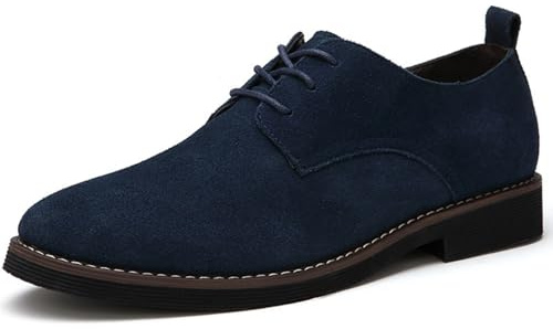 Hixingo Zapatos de Vestir Hombre Sin Cordones, 39-48 EU Zapatos de Cuero Modernos Zapatillas Vestir Hombre Verano Antideslizante Suela de Goma para Negocios, Bodas (43,8801 Azul)