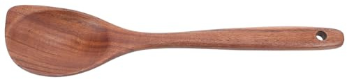 ULTECHNOVO Cucchiaio in Legno Teak Manico lungo Ergonomico Angolato per Cucina e Giapponese Mestolo Leggero per Servire e Mescolare con Impugnatura Confortevole Utensile Antiaderente per