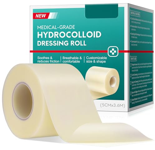 Hydrocolloid Roll 5 cm x 3.6 m, Imperméable Pansement Hydrocolloïde Protection Cutanée, Rouleau Hydrocolloïde pour Pansements, Acné, Ampoules, Coupures, Égratignures, Soins Des Plaies, Extra Fin