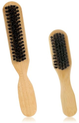 2 PCS Slick Back Hair Brushes Set, Boar Bristle Hair Brush Slickback Brushes, Smoothing Brush for Slick Hairs, Hairbrushes for Polished Styling and Most Hair Types