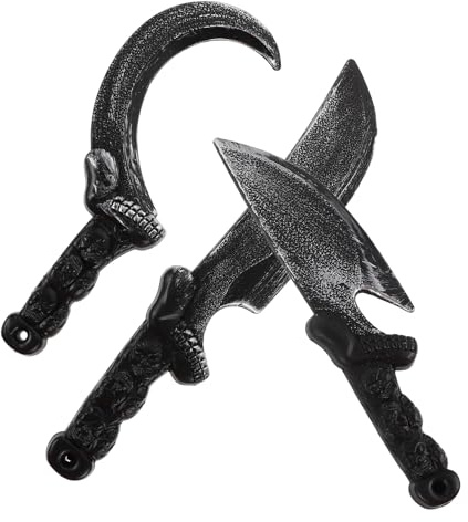 Mikikit Lot de 3 Couteaux Factices en Plastique Incurvés Accessoires de Costume d'halloween et Cosplay Décoration Sécurisée pour Fête Jeu de Rôle Pirate et Pièce de Théâtre