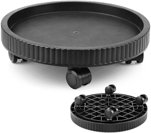 sturiz Pflanzenroller Rund 40cm Blumentopf Untersetzer mit Rollen Blumenroller Schwarz Schwerlastbereich Pflanzroller mit 360° Räder für Blumentöpfe & Blumenkübel - Indoor & Outdoor Gefäßroller