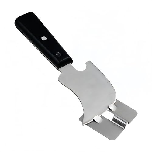 Coltello a quarto luna, coltello per mastice in piombo, taglierina per colla in acciaio inox, manico in legno, strumento per pavimenti (set in legno nero)