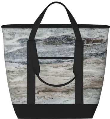 asbwuo Sac cabas isotherme décoratif gris granit – Grand format, imperméable et adapté au contact alimentaire, idéal pour les courses, le déjeuner, les pique-niques et les plats à emporter.