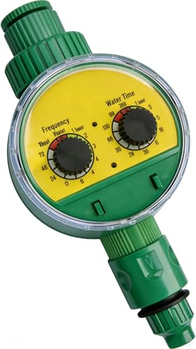 Vanne d’Irrigation à Double Molette - Programmateur d’arrosage Automatique Intelligent, 11 fréquences / 10 durées, sur Batterie, pour système d’Irrigation Goutte-à-Goutte de Jardin, Green-3