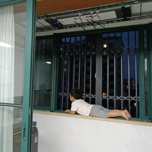 Fenstergitter Einbruchschutz Kindersichere Fenstergitter Nach Maß, Zugbetätigtes Balkongeländer zur Verhinderung von Stürzen, Fenstersicherung für Mehr Sicherheit im Haus(W100xH150cm/40x59in)
