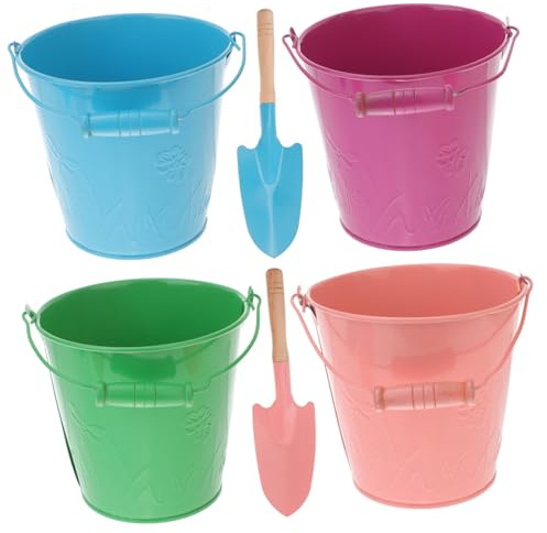 ORFOFE Set 6 Pezzi Secchiello da Spiaggia in Ferro Colorato con Pala, Secchiello per Sabbia e Acqua, Giocattolo Ergonomico per Giochi Estivi All'aperto e Asilo Colore Colore Casuale