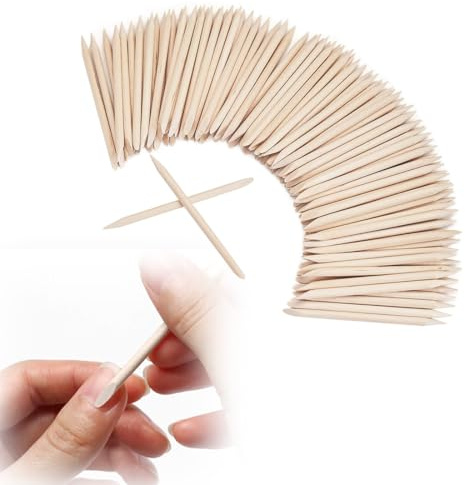 Palillo de Madera del Arte del Clavo, 100 Piezas Palos de Madera Naranja Doble Cara Palillos de La Cutícula del Clavo, Palitos de Madera (A)