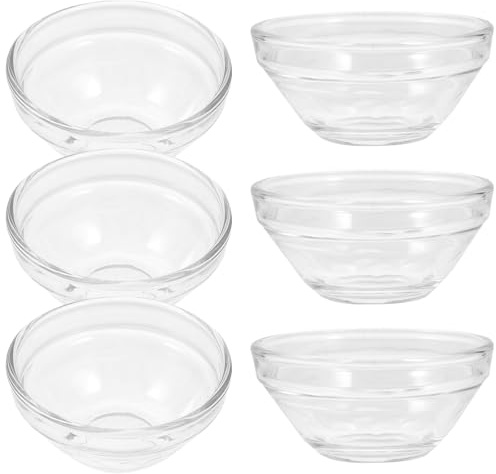 Kichvoe 6 Cuencos Pequeños de Vidrio Transparentes para Pascua, Tazones Apilables Resistentes al Calor, Aptos para Microondas y Lavavajillas, Ideales para Aperitivos y Postres Festivos