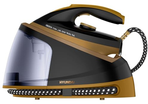 HYUNDAI Centrale Vapeur 2400 W, Pression 5 Bars, Réservoir 1,2 L, Semelle Aluminium, Tapis de Repassage 140x80 cm Inclus, Noir