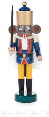 Rudolphs Schatzkiste Nussknacker Mäusekönig blau-gelb Breite x Höhe x Tiefe 5 cmx14 cmx5 cm NEU Erzgebirge Nußknacker Weihnachtsfigur Holz