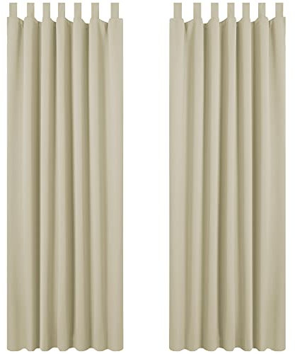 Deconovo - Juego de 2 Cortinas Opacas aislantes acústicas, cálidas con Patas para Dormitorio, Adulto, decoración de 140 x 260 cm, Color Beige Oscuro