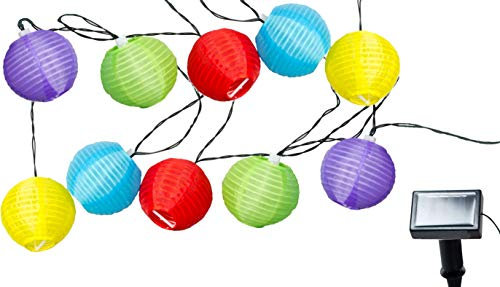 Spetebo Guirlande lumineuse de fête multicolore Guirlande lumineuse solaire avec 10 lampions de jardin multicolores Éclairage de fête extérieur 10 LED pour décoration de pavillon