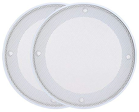 Kafuty 2 STÜCKE 4 Zoll Dekorative Lautsprecherabdeckung Schutz Kaltgewalzten Stahl + ABS Sound Mesh Lautsprecherabdeckung(Weiß + Weiß)