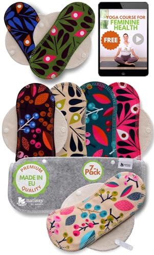 Slipeinlagen waschbar bio Baumwolle; 7-Pack (Größe S) Baumwoll Waschbare Slipeinlagen dünn MADE IN EU; wiederverwendbare Stoff Slipeinlagen; Washable Panty Liners für Ausfluss; NICHT bei Periode