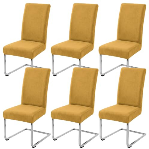 LANSHENG Samt Stuhlhussen 6er Set, Waschbar Stuhlbezug Schwingstühle