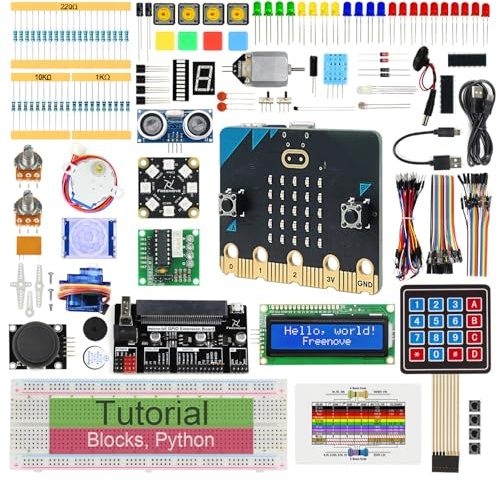 Freenove Ultimate Starter Kit for BBC micro:bit (V2 Included), 316-Page Detailed Tutorial, 225 Items, 44 Projects, Blocks and Python Code