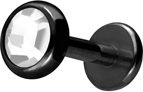 PIERCINGLINE Titan Labret Stecker Innengewinde | KRISTALL DISC | Piercing Ohr Lippe Nase | Farb- und Größenauswahl