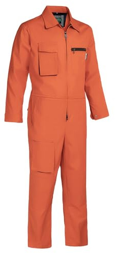 Yukirtiq Herren Arbeitsoverall Baumwolle Arbeitsanzug Overall Handwerker Arbeitskleidung Rallyekombi Werkstatt Anzug Arbeitskombi, Orange, L