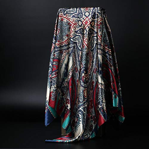 LCUK Bufanda Hijab de Moda para Mujer, pañuelo de Seda con Estampado de satén, pañuelos para la Cabeza, chales Cuadrados de 90 cm * 90 cm, pañuelos de Cuello para Damas