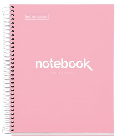 Miquelrius - Quaderno A5, Notebook Emotions, 80 Fogli da 90 g/m², Taccuino a Punti, 1 Striscia di Colore, Spirale Microforata, Copertina Extra Rigida, 2 Fori, Grigio