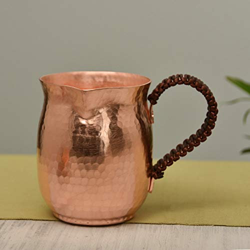 Cobre puro hecho a mano taza de té de café griego árabe turco pote para Barista (taza de mango de cobre)