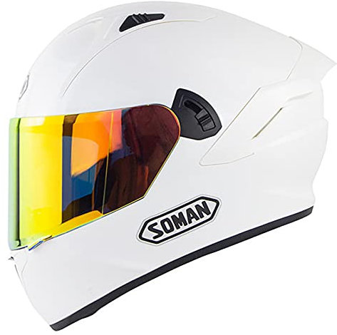 Motorradhelm Integralhelme Helm,Erwachsene Damen Herren Schutz Helme mit Doppelvisier Sonnenblende Helm Moped Mofa Cruiser Chopper Motorradhelm,ECE-Zertifiziert F,L=58~59cm