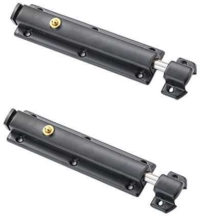 Naisfei 2 Pièces Verrou Porte Interieure, Serrure de Porte de Salle de Bain avec Bouton à Ressort, Noir Serrure de Porte Automatique 6Pouces,pour Sécuriser Porte de Chambres, Placards