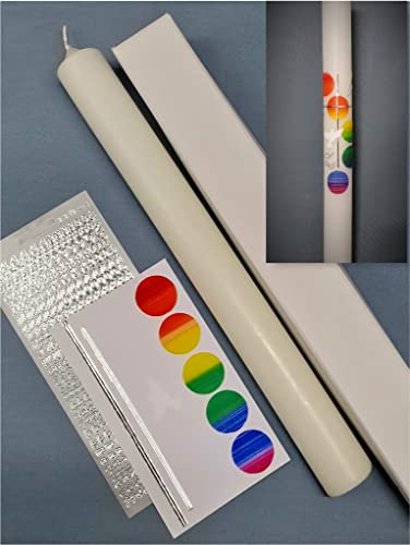 Silkes-Kerzenladen komplettes BASTEL-SET für Kommunionkerzen und Taufkerzen + Kerze in 40 x 4 cm + Aufbewahrungskarton ! MS 01b / K1
