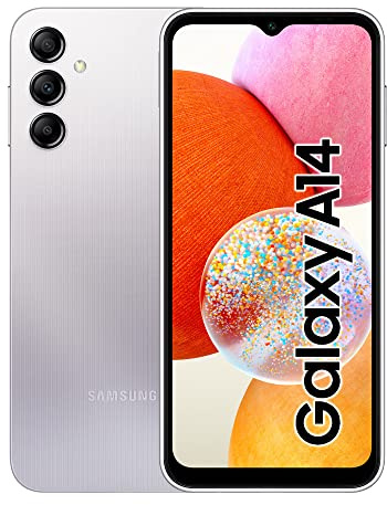 Samsung Galaxy A14 Mobile Phone 6.6 Inch Infinity-V screen 64GB Sim Free Smartphone, Silver, 3Y Extended Manufacturer Warranty