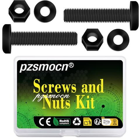Pzsmocn 150 Stück/50 Sätze M6*40 mm Schwarzes Nylon Kunststoff Kreuzschlitz Rundkopfschrauben-Sechskantmuttern mit Isolierscheibe Standardgröße, für Heimwerker und Elektronische Montage.
