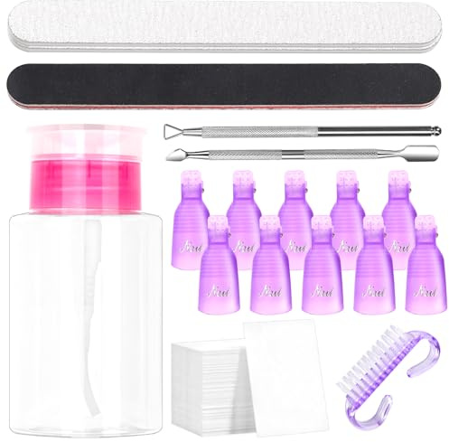 Keadic Le kit de 556 outils de dissolvant de vernis à ongles contient des tampons en coton, des pinces à ongles, un distributeur vide de 180 ml, une brosse de nettoyage, un éplucheur à cuticules, une