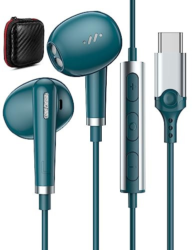 Cuffie USB C per iPhone Air 17 16e 15 Pro Max Samsung Galaxy A16 S25 A35 A17 A26 A56 S24FE Cuffie Type C con Microfono HiFi Stereo Auricolari USB C In-Ear con Filo per Google Pixel 10 9 8a OnePlus 13R