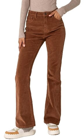 Nina Carter J221 Pantalon Femme Taille Haute Bootcut Stretch en Corduroy en Velours Cord Jeans Vintage Pantalon Évasé, XL