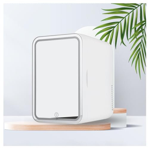 Mini RéFrigéRateur Silencieux, 8L,avec Miroir De Courtoisie LED Frigo Skincare, Voiture,Maison,Chaud Et Froid 2 en 1 Mini Frigo Silencieux, Meilleur Cadeau pour Les Femmes,White