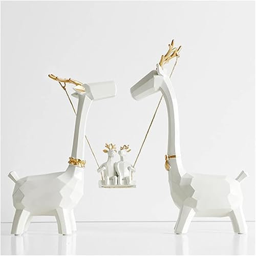 MIFANI Deko-Statue, Giraffen-Ornamente for Wohnzimmer, Giraffen-Skulpturen, Moderne Heimdekoration, Accessoires, Weihnachten, Hirsch-Statue, Figur, weiß