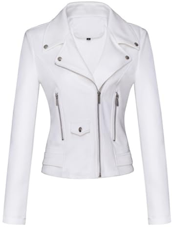 ANUFER Donna Ecopelle Scamosciata Giacca da Motociclista Bello Cerniera Incrociata Cappotto Corto