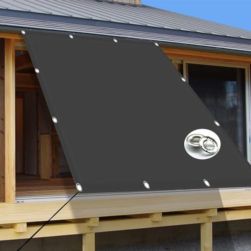 Sonnensegel Nach Mass 6.5 x 7 m Markisenstoff Balkonverkleidung Terrasse Camping Uv-Beständig Wetterfest Im Viele Größe Und Farben mit Kordel, Dunkelgrau