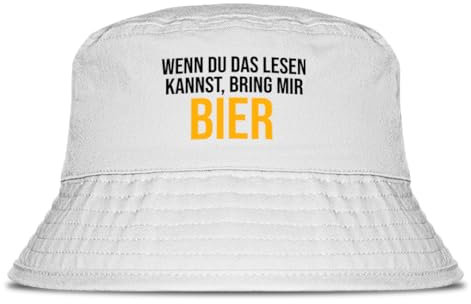 Prozente Momente Bring Mir Bier Fischerhut | Anglerhut | Sonnenhut | Sommer | Party | Lustige Sprüche | OneSize | Malle | hochwertig | Weiß