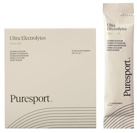 Puresport Ultra Electrolytes Hydration Citrus Salt (30 Pack) | High Performance Sugar Free Electrolytes Powder | 1000mg Sodium | Electrolyte Sachets to Optimise Hydration/Support Muscle Function