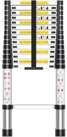 Échelle Télescopique,Échelle Télescopique Pliable en Aluminium,Extensible,Antidérapante,Multifonctionnelle,Pliable,Multi-Fonction Ladder pour Travaux Intérieur et Extérieur,Charge Max 150 kg,4.4M