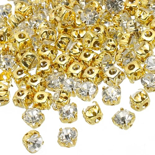 PATIKIL 100 st Vit 5 mm Glas Metall Platt baksida Bas Blomma Klo Ädelstenar Hantverk Sömnad Strass